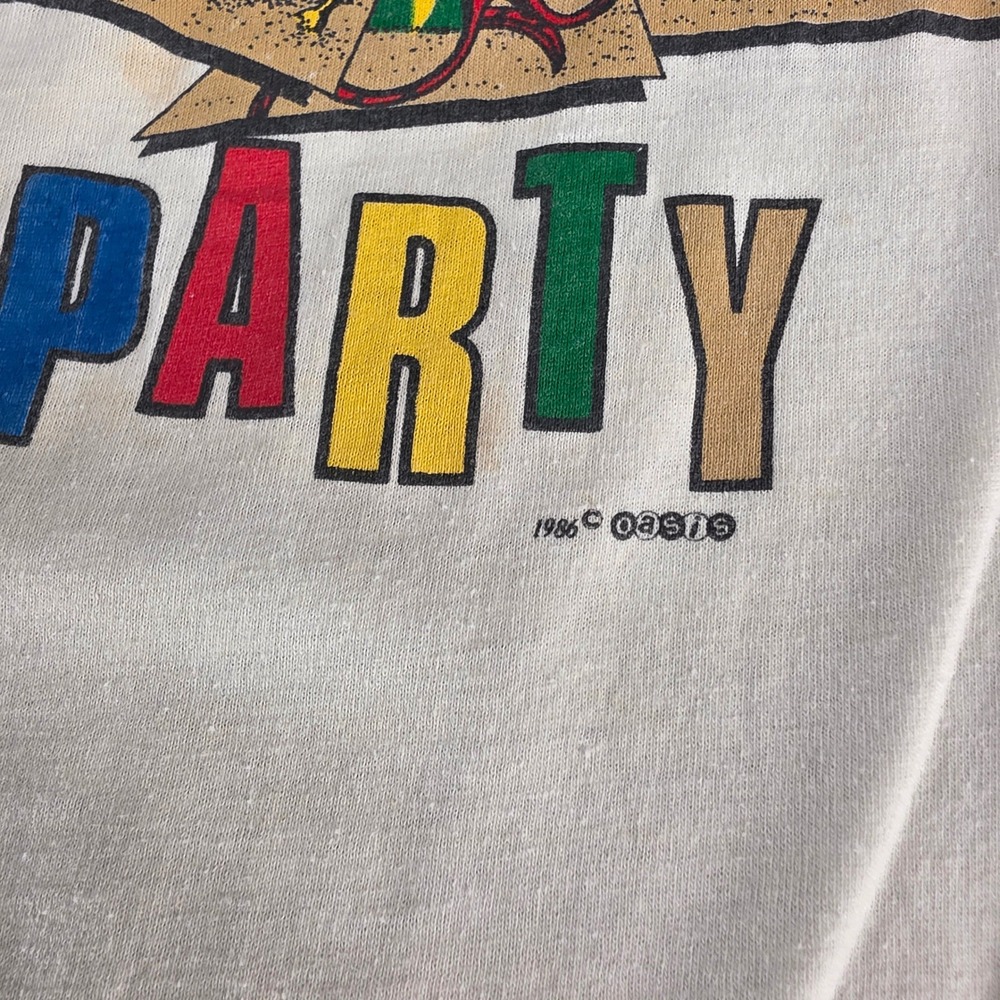 Vintage 1986 Helium Beach Party Surf T Shirt Single Stitch Thin White Small - Picture 3 of 12